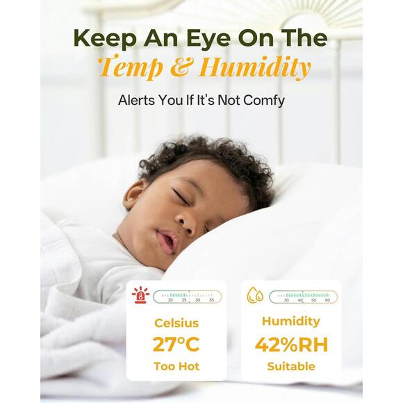 Baby Monitor 2 Cameras, 3MP Baby Camera 2Pack with 5-inch LCD Screen App Control - Picture 8 of 9